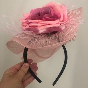 Rose Pink Flower Fascinator Headband Headpiece